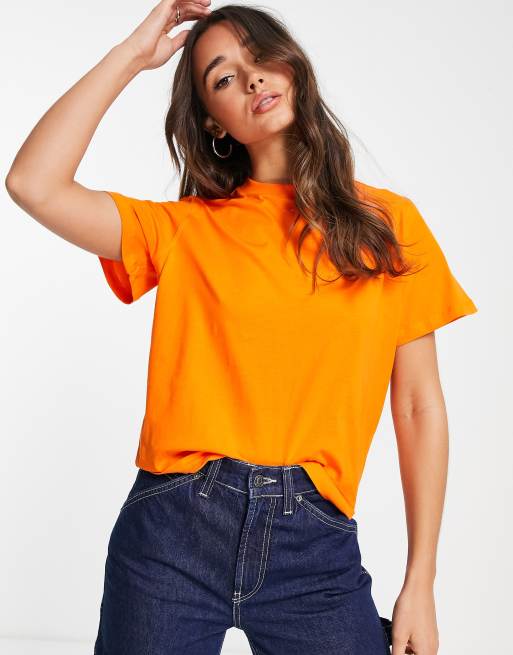 & Other Stories – Pomarańczowy bawełniany T-shirt o luźnym kroju z krótkimi rękawami – ORANGE