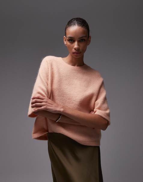 & Other Stories – Pomarańczowy dzianinowy sweter z krótkim rękawem z wełny alpaki - view 1