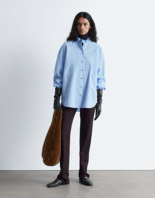 & Other Stories poplin shirt in light blue, 2 of 4