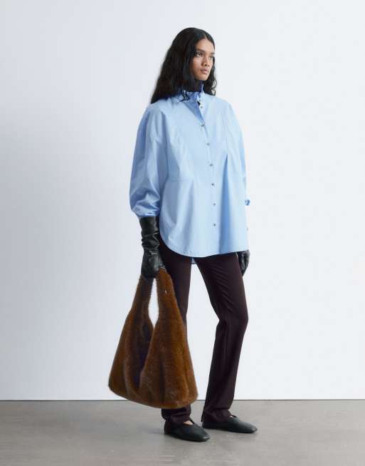 & Other Stories poplin shirt in light blue, 4 of 4
