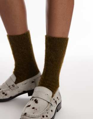 & Other Stories premium alpaca blend socks in khaki green