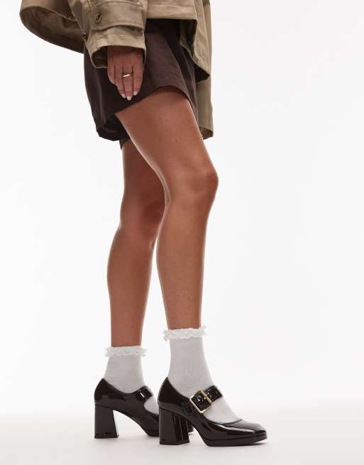 & Other Stories premium block heel mary jane shoes in dark brown, 2 of 4