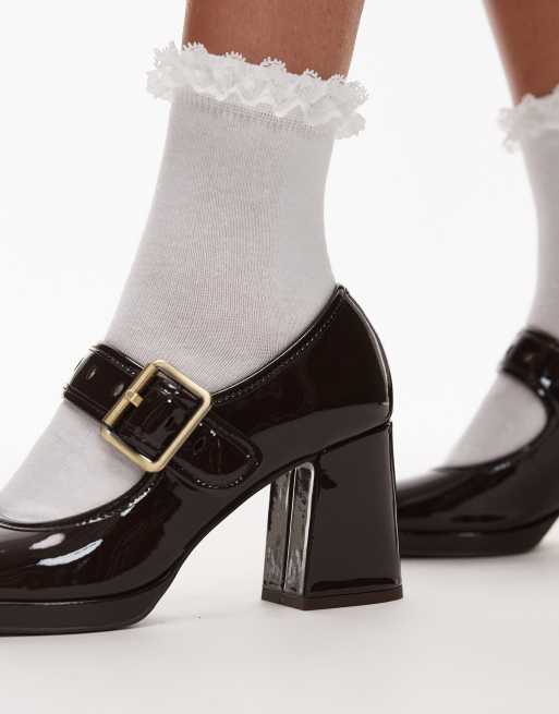 & Other Stories premium block heel mary jane shoes in dark brown, 3 of 4