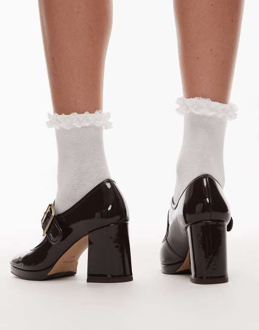 & Other Stories premium block heel mary jane shoes in dark brown, 4 of 4