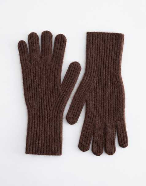 & Other Stories premium cashmere wool gloves in brown - view 1