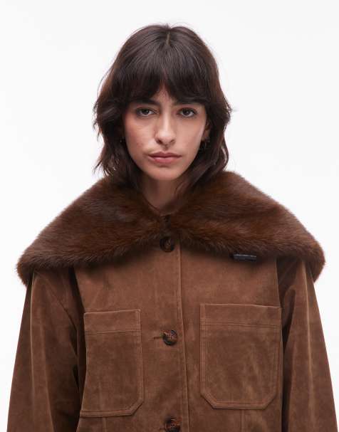 & Other Stories premium faux fur collar scarf in brown - view 1