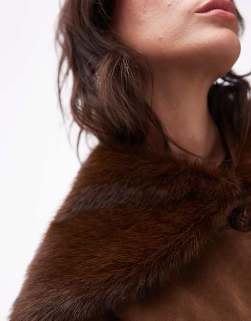 & Other Stories premium faux fur collar scarf in brown, 3 of 3