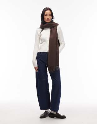 & Other Stories Premium Fringed Edge Pure Wool Scarf In Brown
