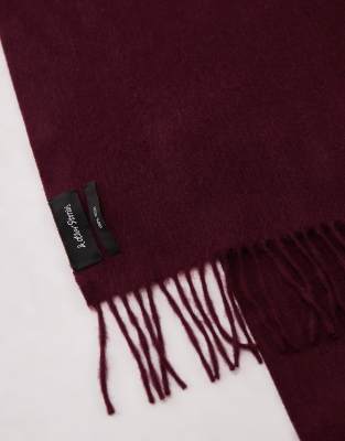 & Other Stories Premium Fringed Edges Pure Wool Scarf In Red