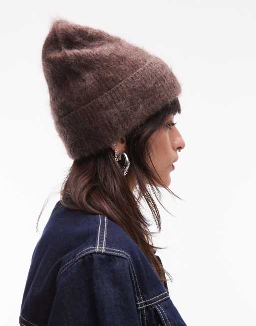 & Other Stories premium hairy cashmere wool beanie in dark  display picture 3