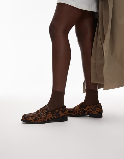 Other Stories Premium hairy leather loafers with cow hair in