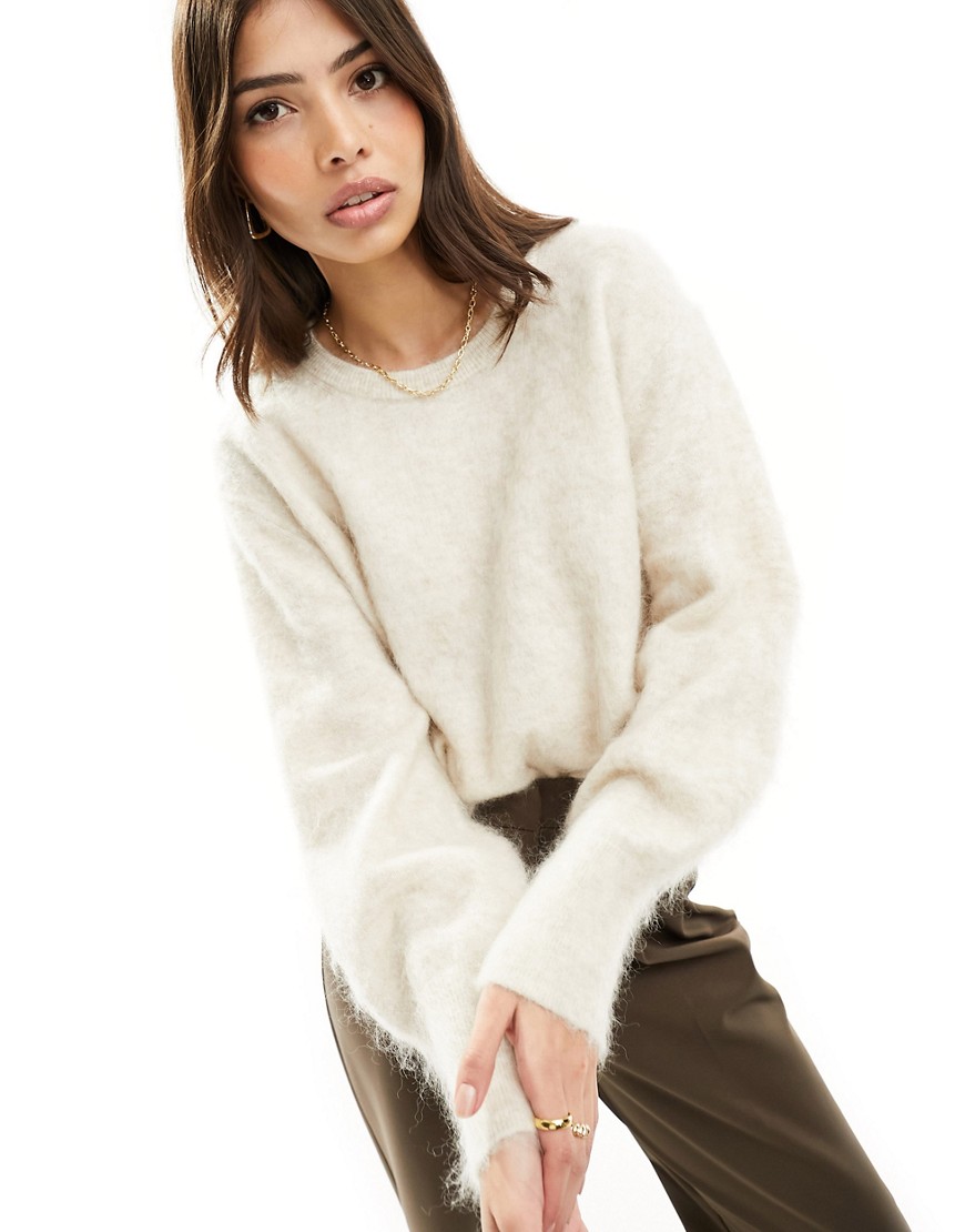 Other Stories &  Premium Knit Wool Blend Fluffy Yarn Sweater In Beige-neutral