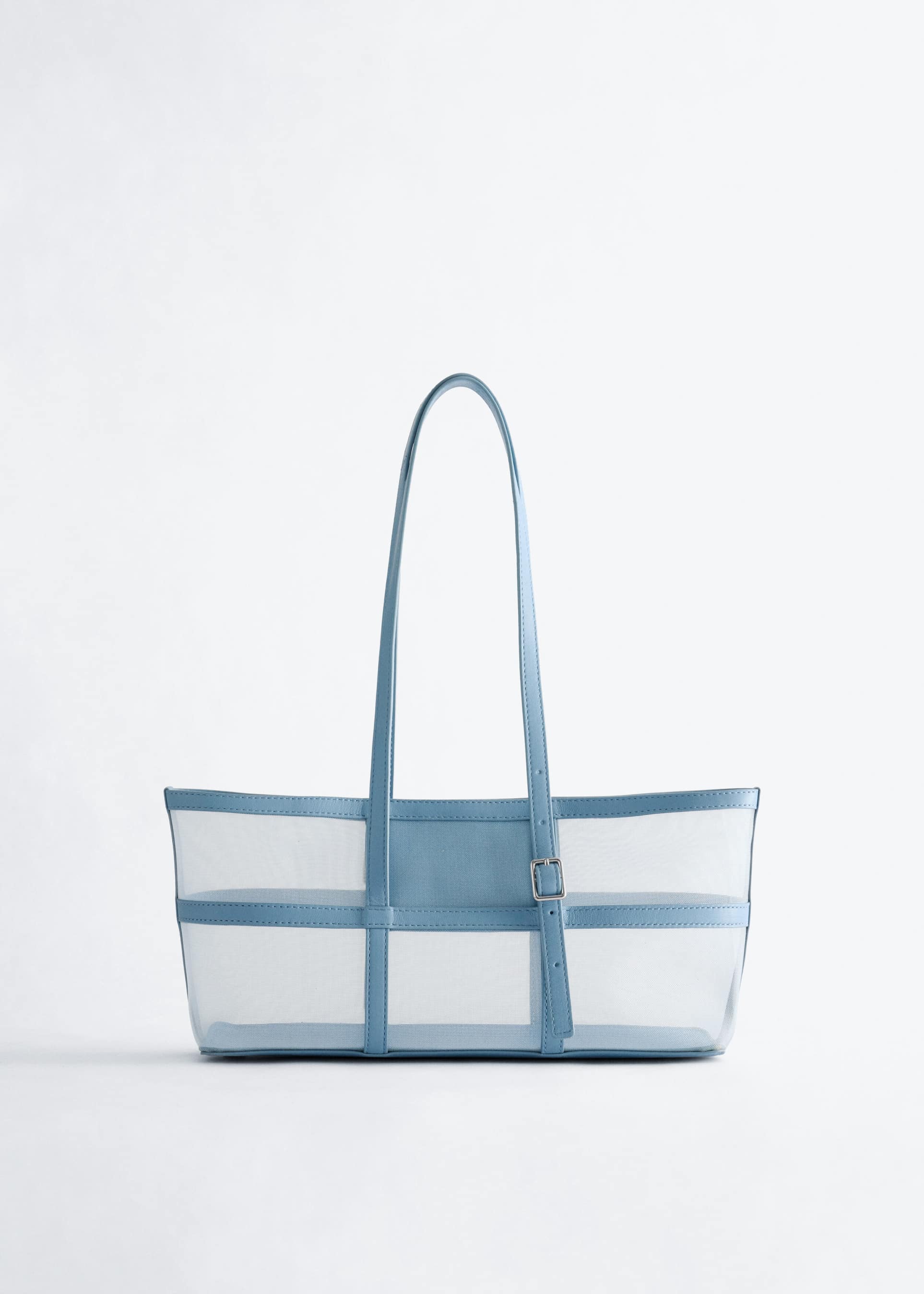 & other stories premium leather mesh tote shoulder bag in blue