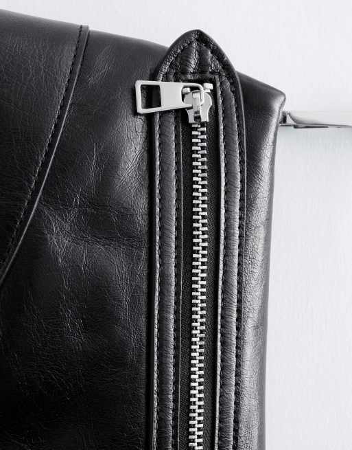 & Other Stories premium leather mini shoulder bag in cracked black, 2 of 3