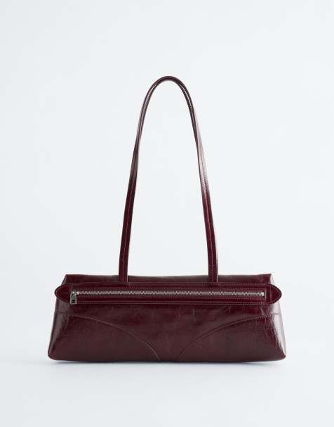 & Other Stories premium leather shoulder bag in dark red - view 1