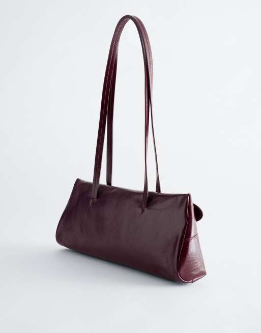 & Other Stories premium leather shoulder bag in dark red, 3 of 3