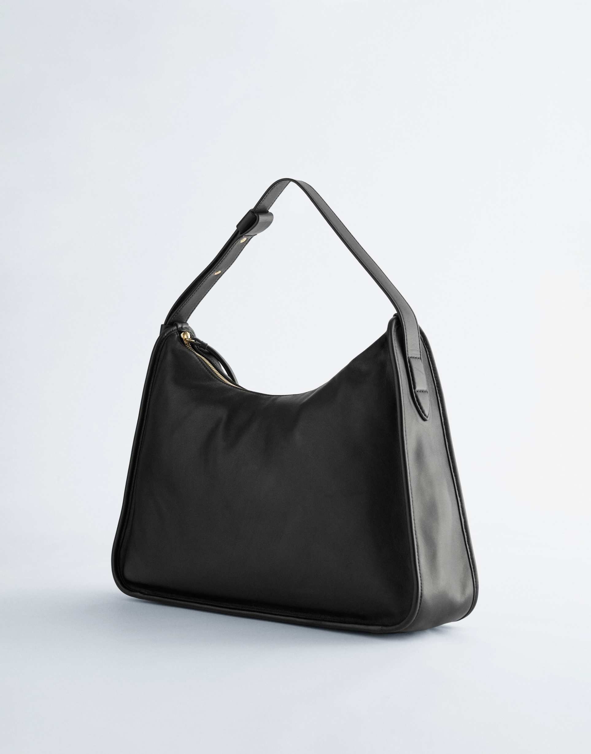 & other stories premium leather tote bag in black