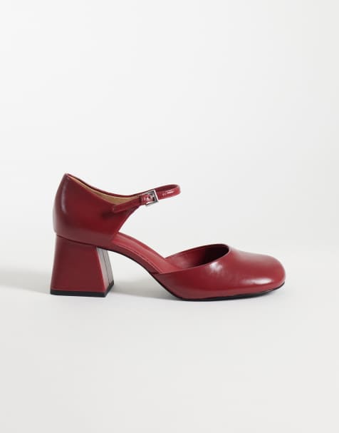 & Other Stories Premium-Leder Mary-Jane-Pumps in Kirschrot - view 1