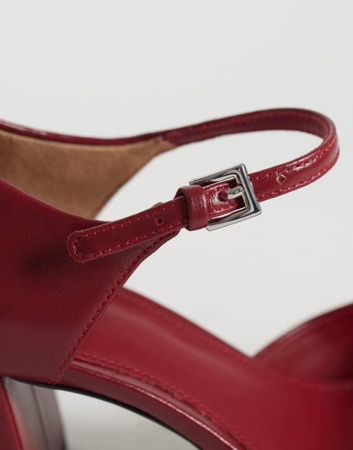 & Other Stories premium leren Mary Jane-hak in kersenrood, 3 van 4