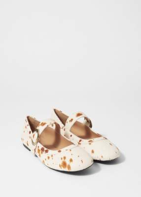 & Other Stories Premium Mary Jane Buckle Ballet Flats In White