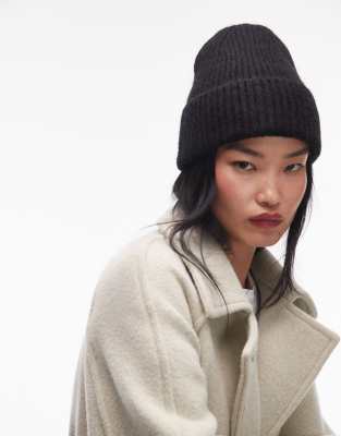 & Other Stories & Other Stories premium mohair and wool blend beanie hat in black