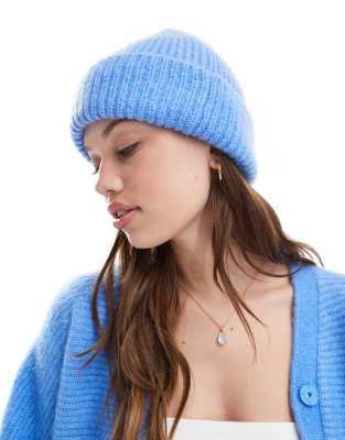 & Other Stories premium mohair and wool blend beanie in blue - view 1