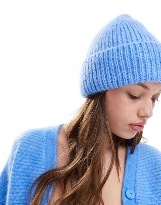 Other Stories premium mohair and wool blend beanie in blue ASOS