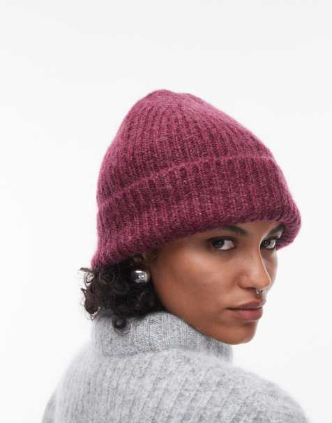 & Other Stories premium mohair and wool blend beanie in burgundy - view 1