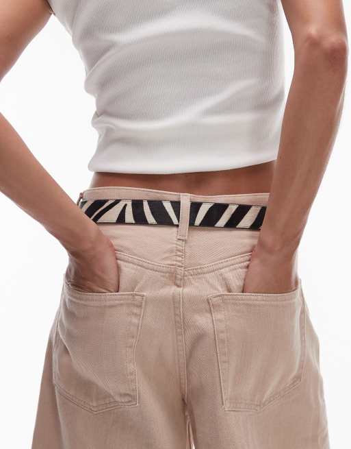 & Other Stories premium real leather hairy belt in zebra print, 2 of 3