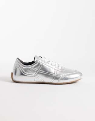 &  premium real leather sneaker trainers  metallic
