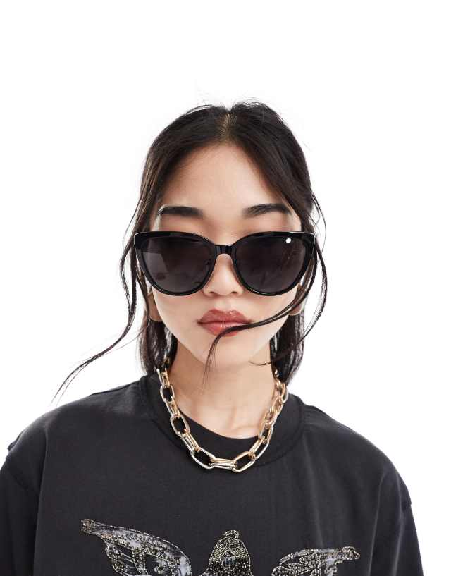 & Other Stories - premium round cat eye sunglasses in black