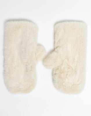 & Other Stories & Other Stories premium soft faux fur gloves in cream-White