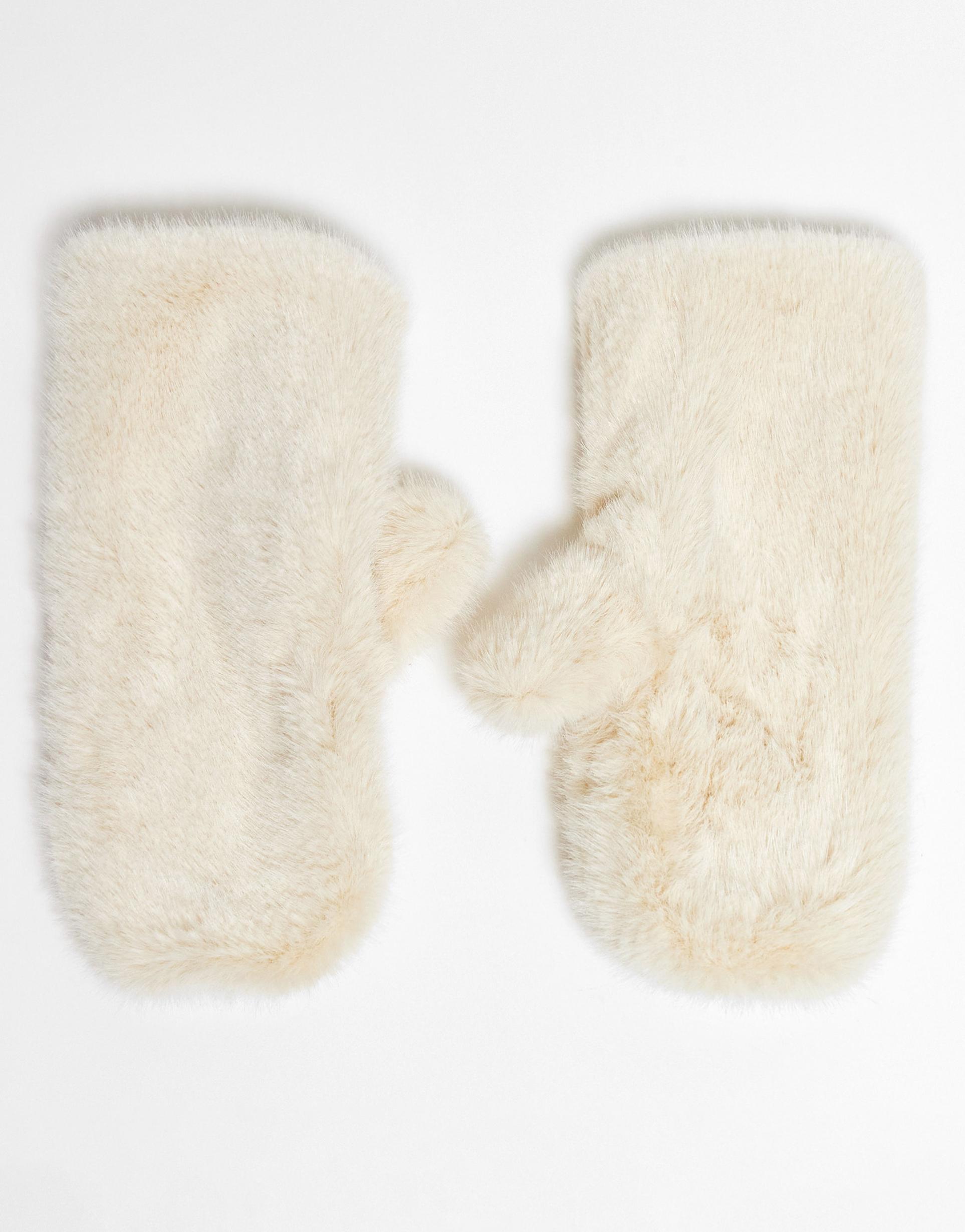 & other stories premium soft faux fur gloves in cream