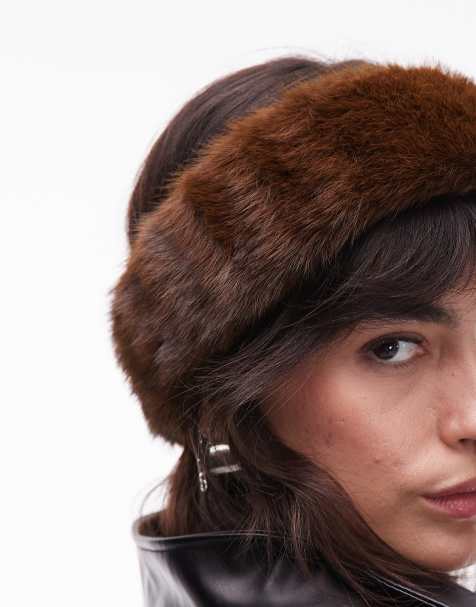 & Other Stories premium soft faux fur headband in dark brown - view 1