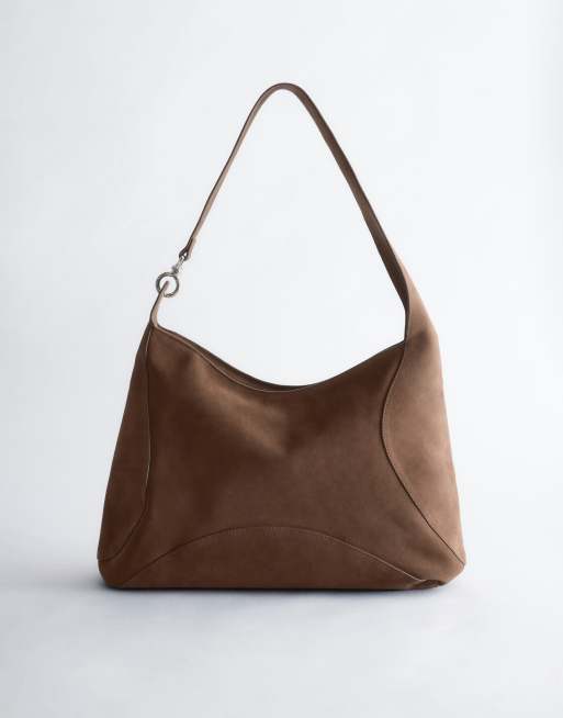 & Other Stories premium suède shopper in donkerbruin, 4 van 4