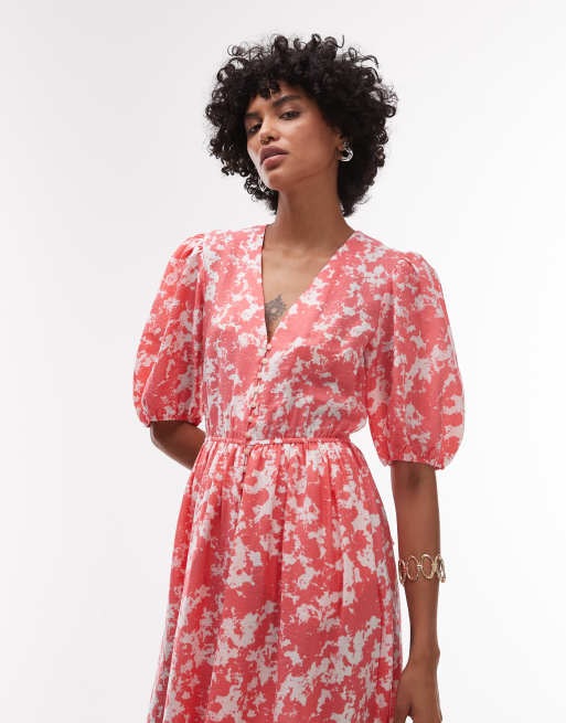 & Other Stories premium tiered volume maxi dress in pink marble print, 4 of 4