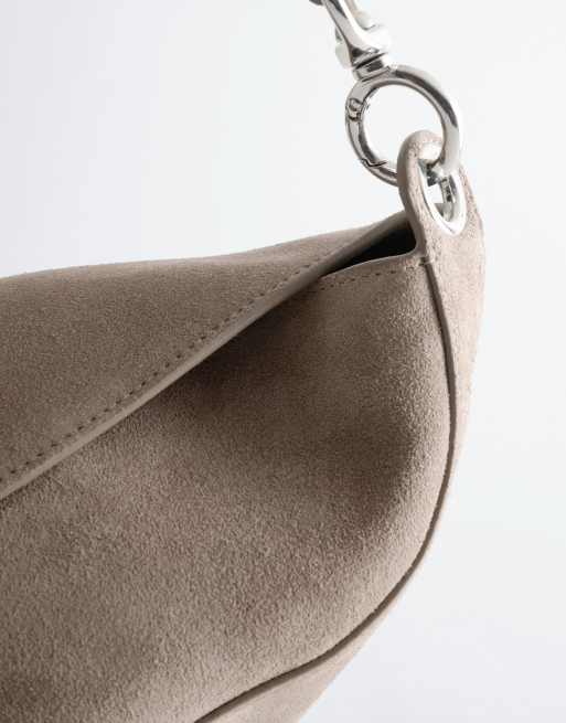 & Other Stories premium Wildleder große Umhängetasche in Taupe, 3 von 4