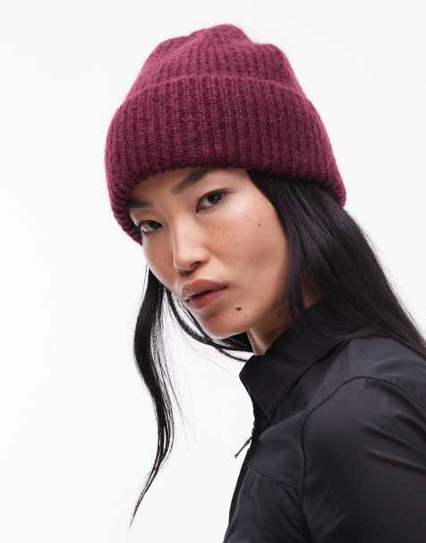 & Other Stories premium wool and mohair beanie in burgundy red - view 1