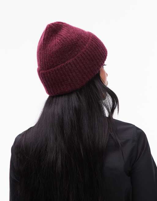& Other Stories premium wool and mohair beanie in burgundy red, 2 of 3
