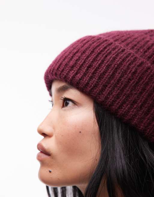 & Other Stories premium wool and mohair beanie in burgundy red, 3 of 3