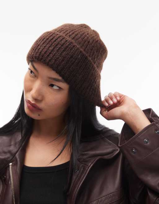 & Other Stories premium wool and mohair beanie in dark brown