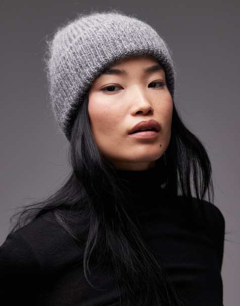 & Other Stories premium wool and mohair beanie in mid grey - view 1