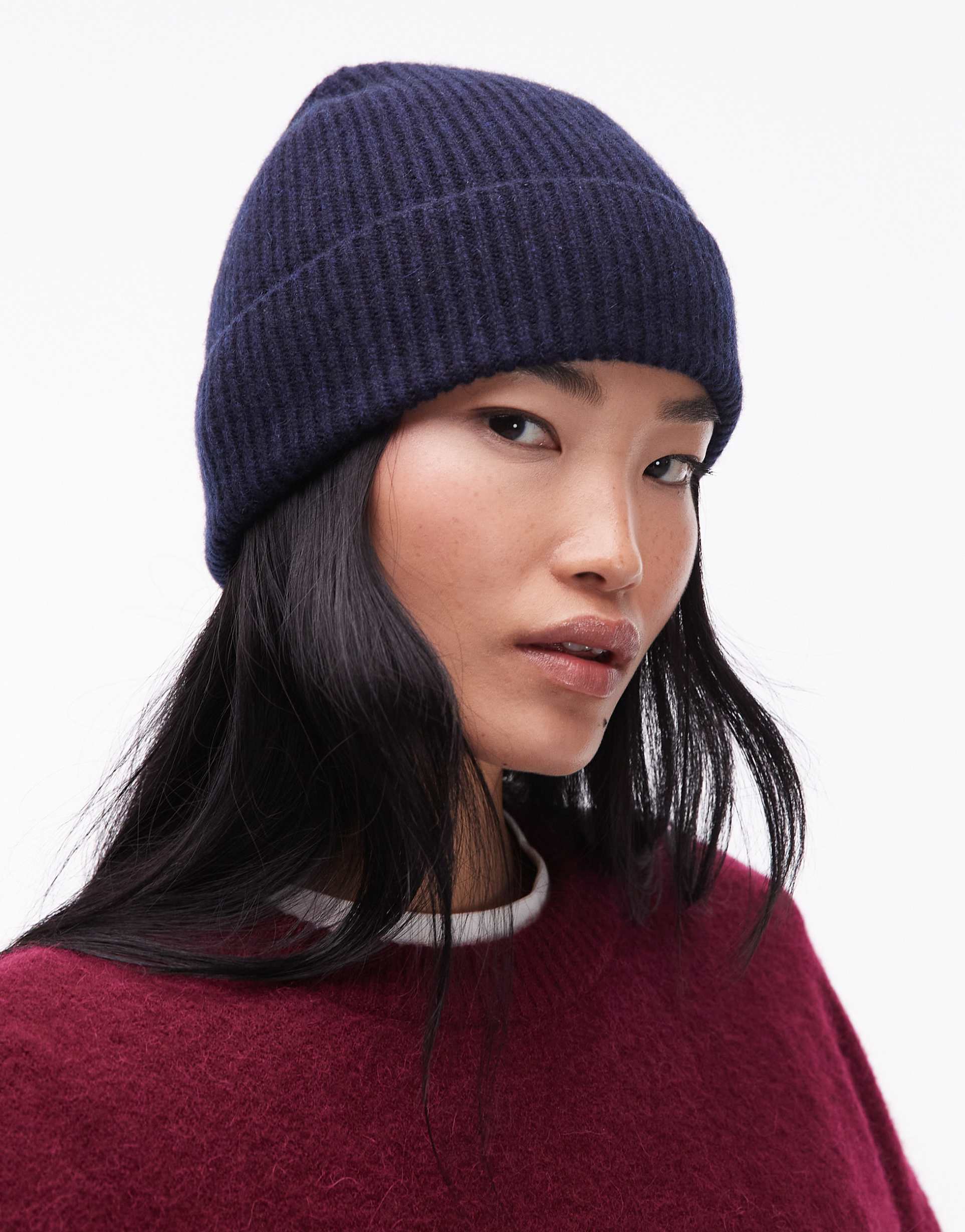 & other stories premium wool beanie in dark blue