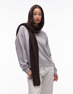 & Other Stories & Other Stories premium wool hood scarf in dark brown