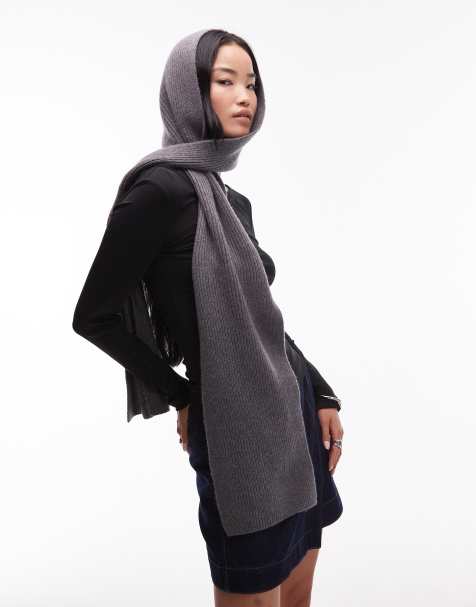 & Other Stories premium wool hood scarf in mid gray - view 1