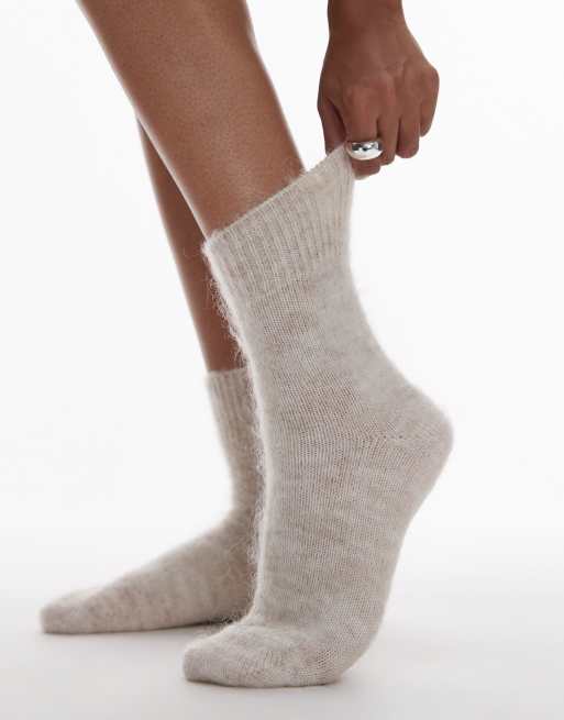 & Other Stories premium wool & mohair blend socks in beige, 2 of 3