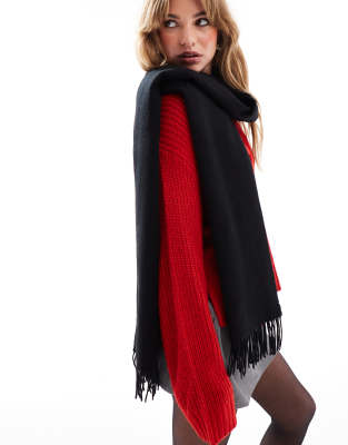 & Other Stories premium wool oversized scarf in black