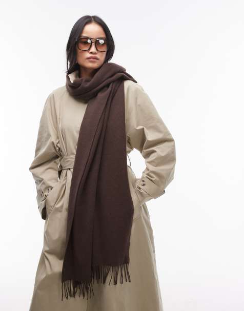 & Other Stories premium wool oversized scarf in brown - view 1
