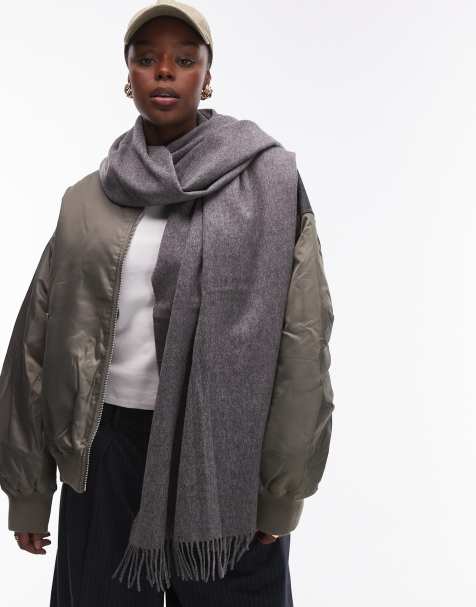 & Other Stories premium wool oversized scarf in grey - view 1