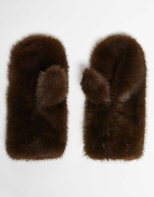 & Other Stories - Premium zachte handschoenen van imitatiebont in donkerbruin, 3 van 3